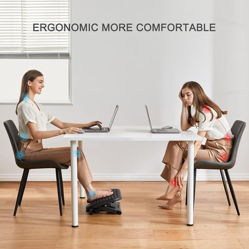 Adjustable Under Desk Footrest – 3-Height Ergonomic Foot Stool with Massage