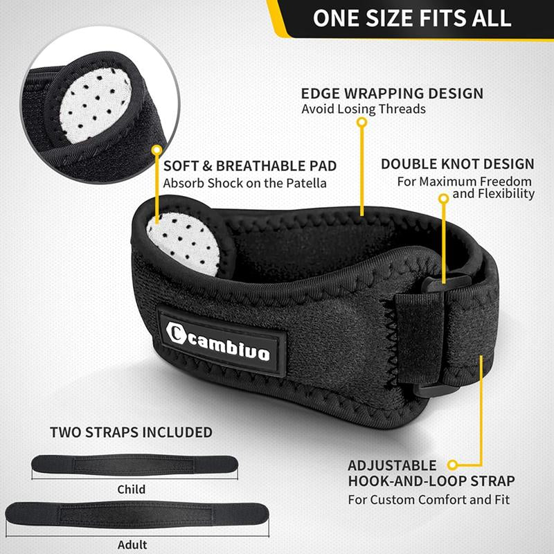 2 Pack Knee Braces for Women and Men, Patella Knee Support Strap, Basketball, Running, Hiking, Volleyball, Tennis, Squats Patellaband