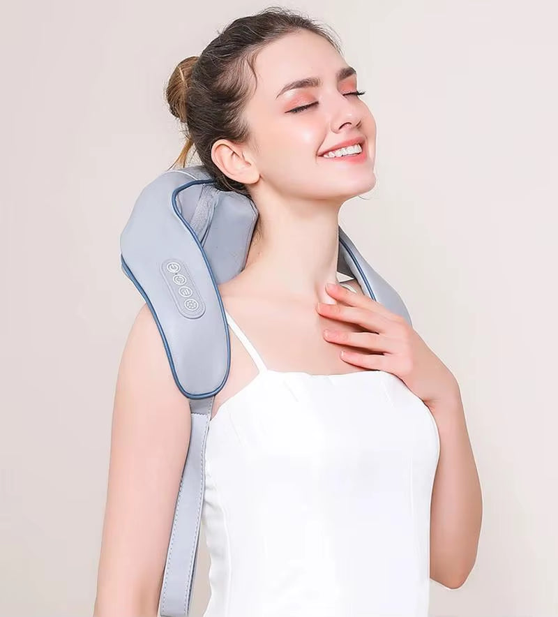 Multi-Functional Neck and Shoulder Massager U-Shaped Deep Tissue Shiatsu Electric Air Compress Kneading Back Massager