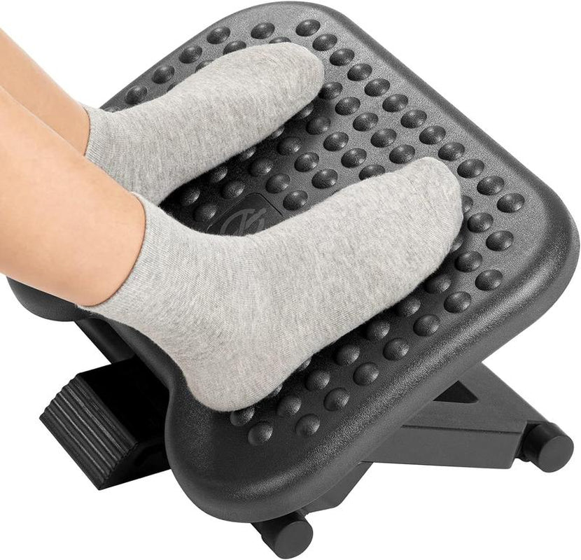 Adjustable Under Desk Footrest – 3-Height Ergonomic Foot Stool with Massage
