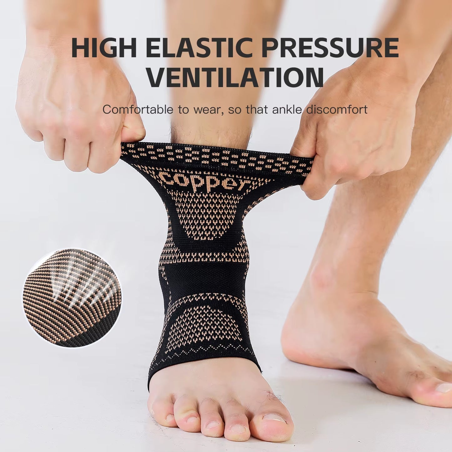 Adjustable Compression Copper Fiber Ankle Support, Suitable for Men and Women, Running, Hiking, Basketball, Ankle Support, Sport