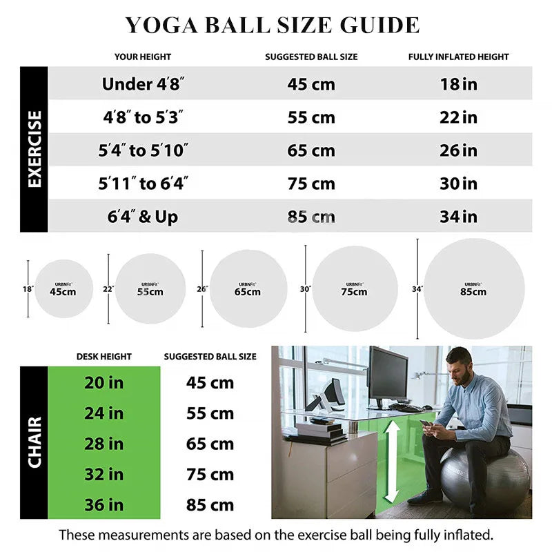 PVC Fitness Balls Yoga Ball Thickened Explosion-Proof Exercise Home Gym Pilates Equipment Balance Ball 45Cm/55Cm/65Cm/75Cm/85Cm