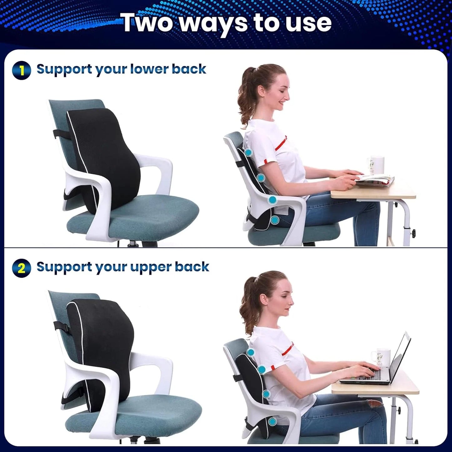Memory Foam Lumbar Support Pillow – Back Pain Relief for Car, Office & Home