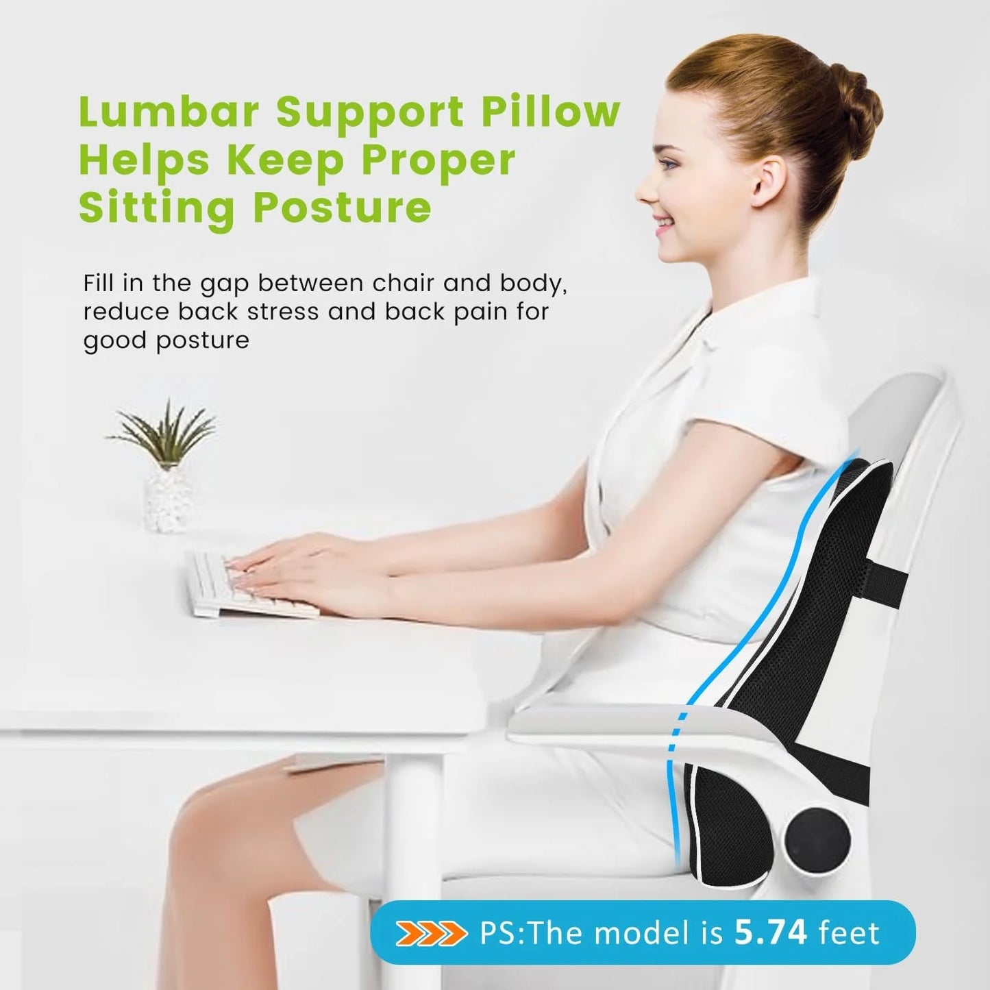 Memory Foam Lumbar Support Pillow – Back Pain Relief for Car, Office & Home