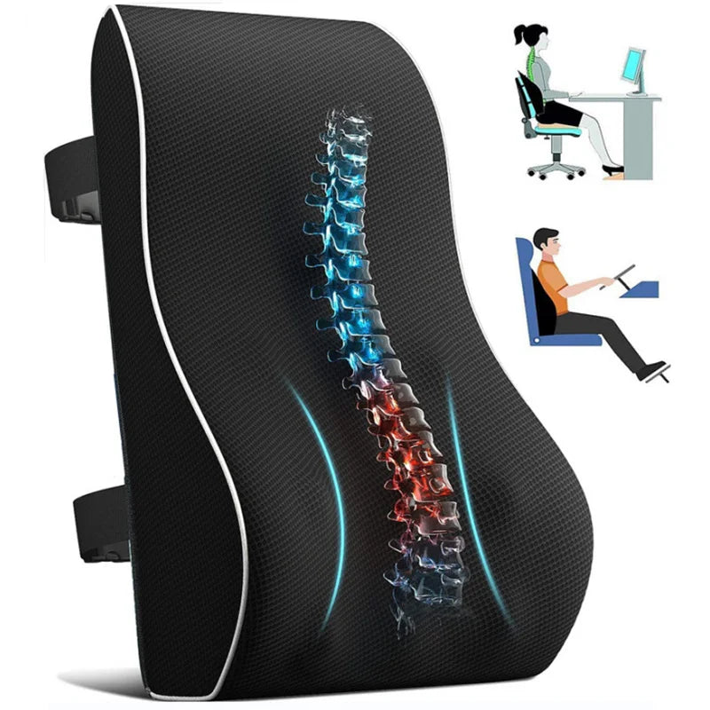 Memory Foam Lumbar Support Pillow – Back Pain Relief for Car, Office & Home