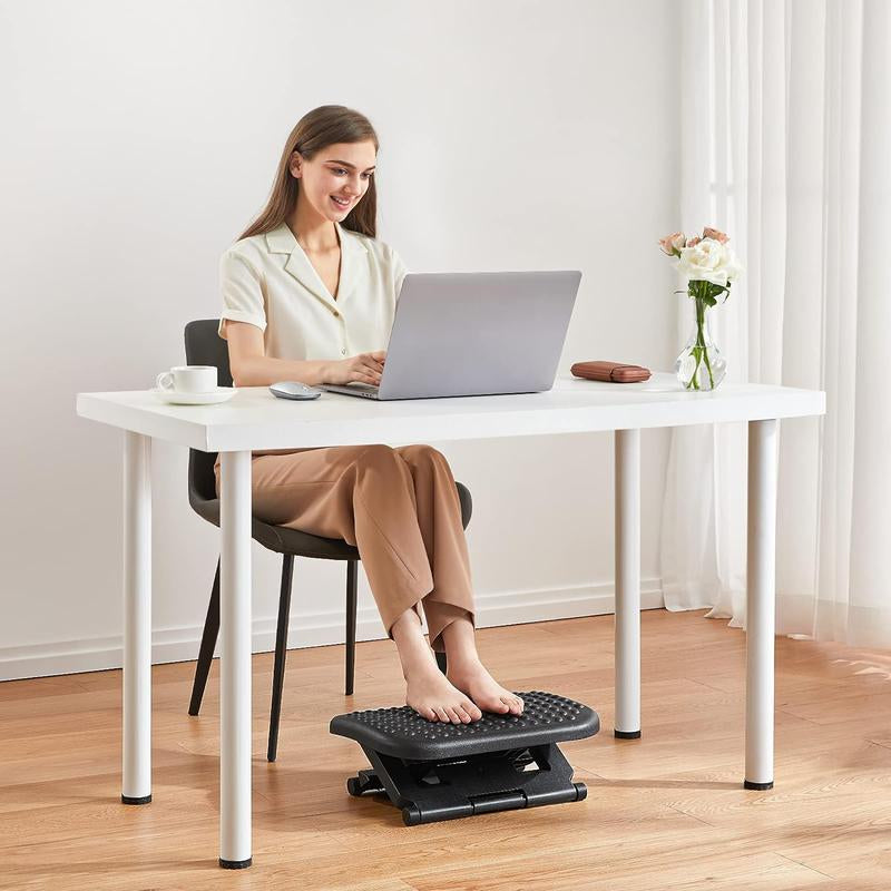 Adjustable Under Desk Footrest – 3-Height Ergonomic Foot Stool with Massage