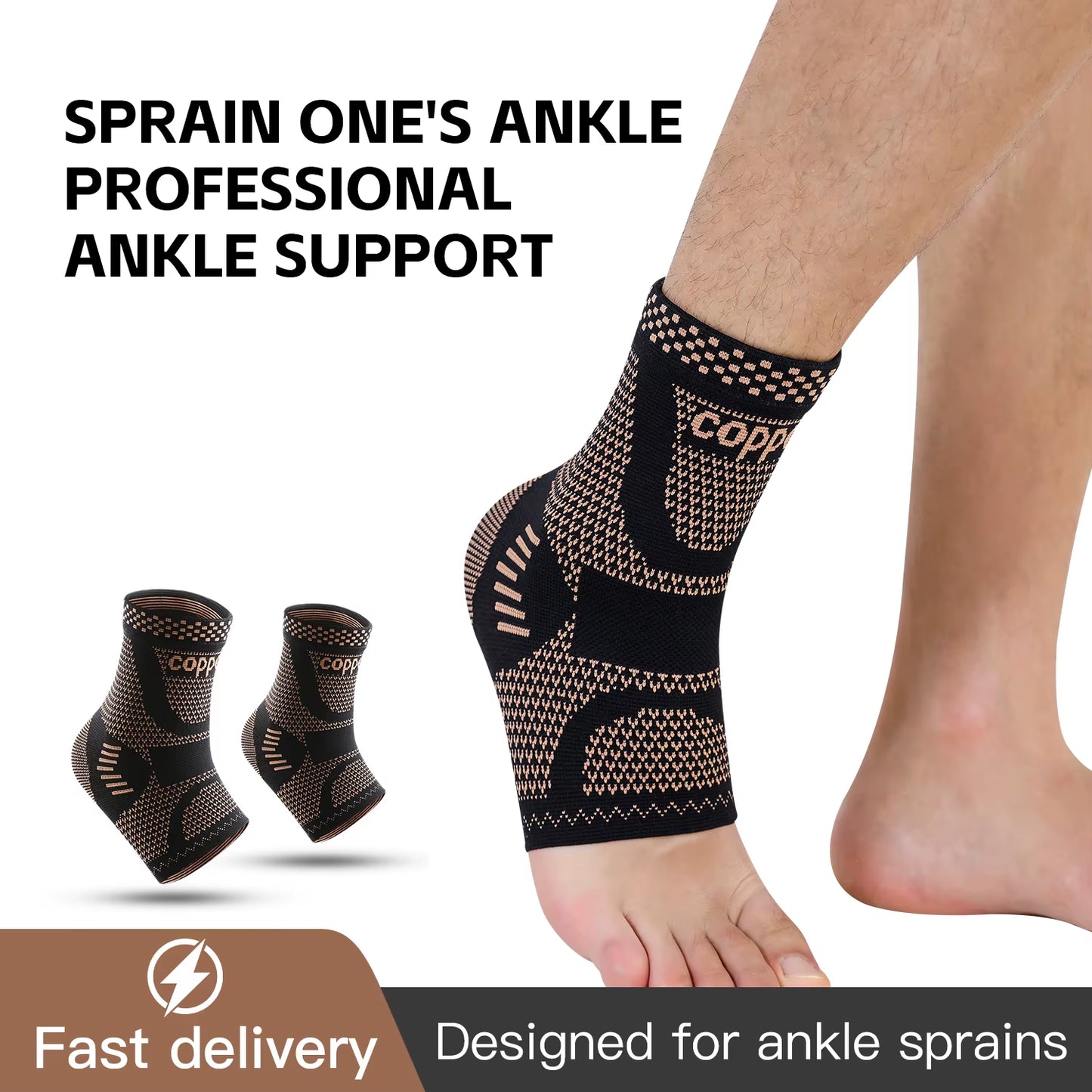 Adjustable Compression Copper Fiber Ankle Support, Suitable for Men and Women, Running, Hiking, Basketball, Ankle Support, Sport