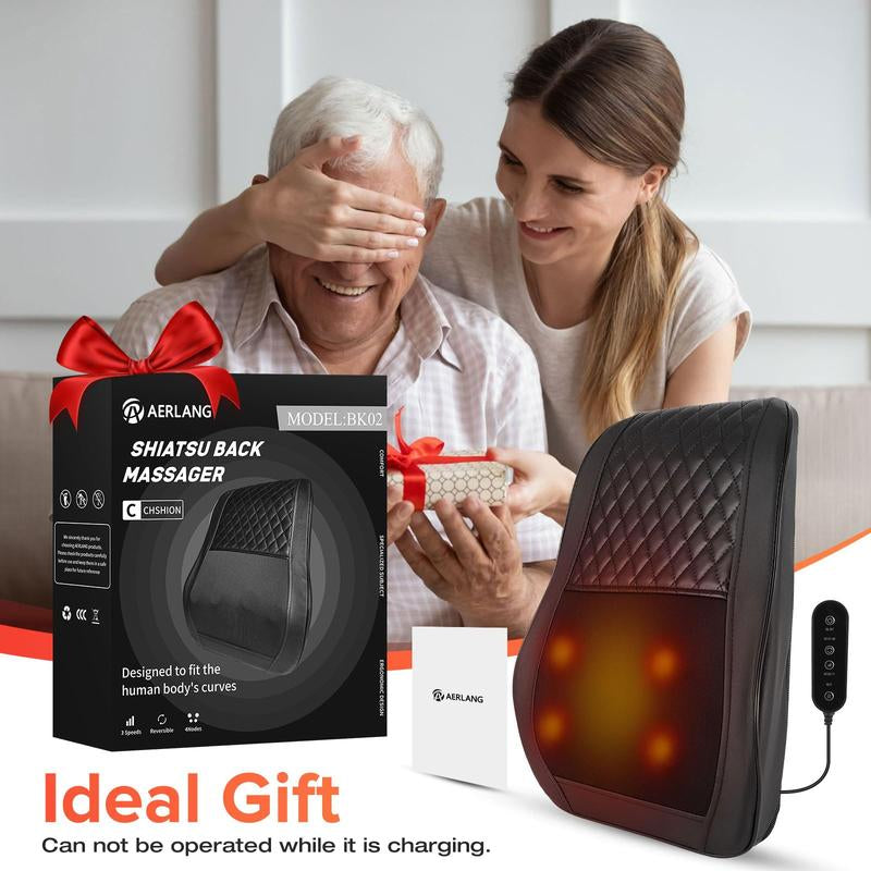 Cordless 3D Shiatsu Back Massager with Heat – Neck, Shoulder & Leg Pain Relief Pillow
