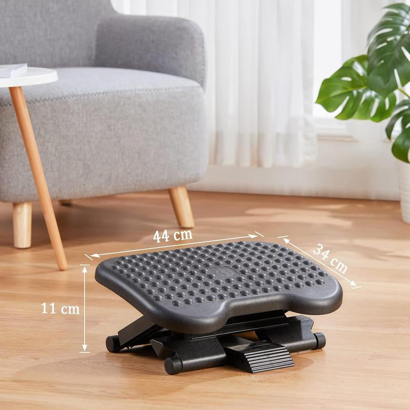 Adjustable Under Desk Footrest – 3-Height Ergonomic Foot Stool with Massage