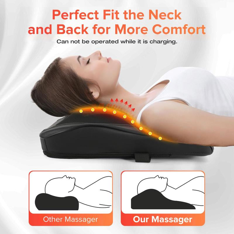 Cordless 3D Shiatsu Back Massager with Heat – Neck, Shoulder & Leg Pain Relief Pillow