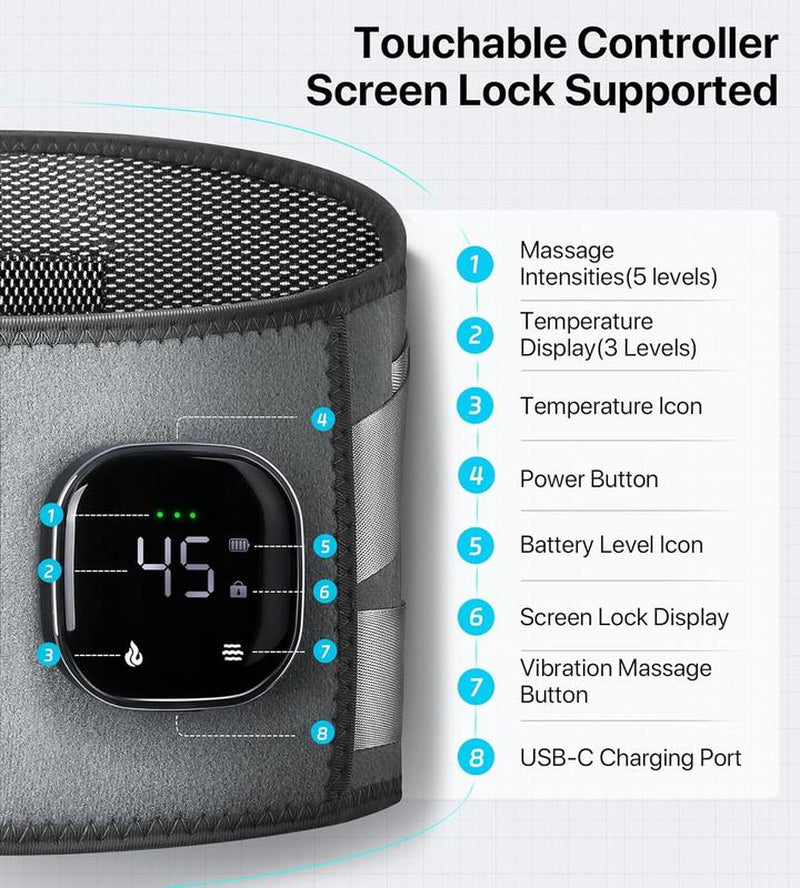 Alljoy Heated Lumbar Support Belt – Adjustable, Cordless & Portable Massager