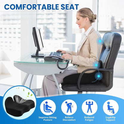 Memory Foam Seat Cushion – Office, Desk, Gaming Chair Support (Black)