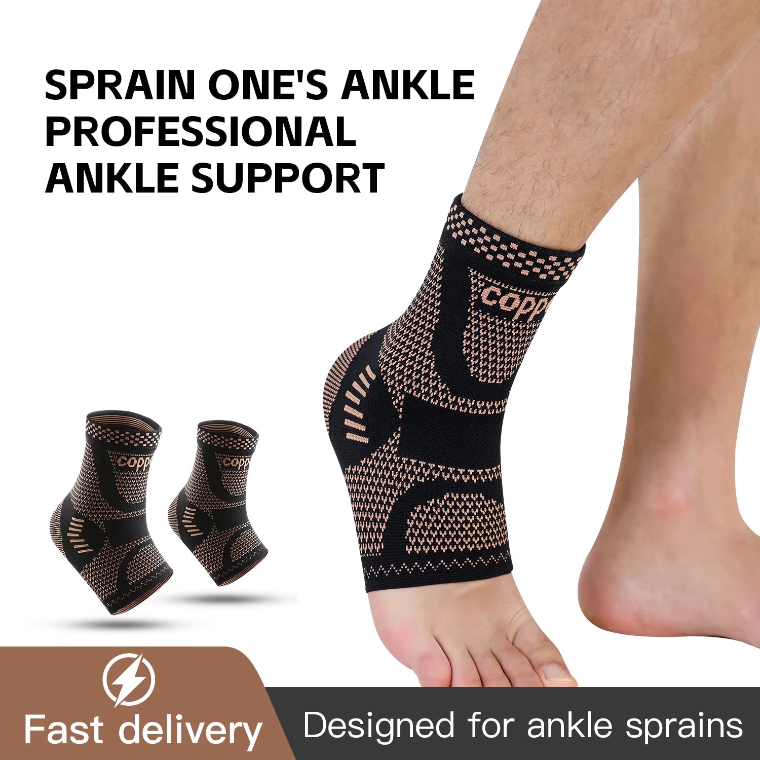 Adjustable Compression Copper Fiber Ankle Support, Suitable for Men and Women, Running, Hiking, Basketball, Ankle Support, Sport